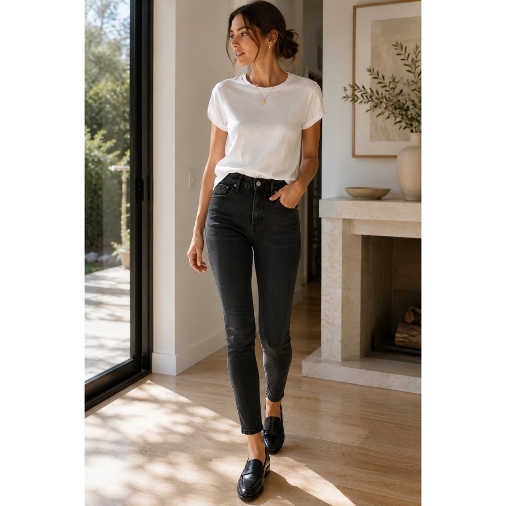 Reformation Bayo High Rise Skinny Jeans Black Stretch Organic‎ Cotton 23
